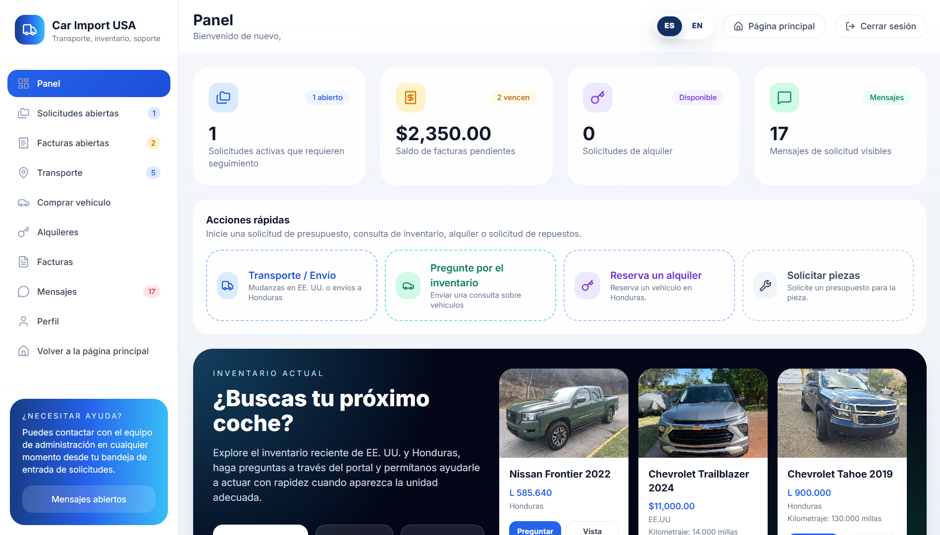 Client portal preview